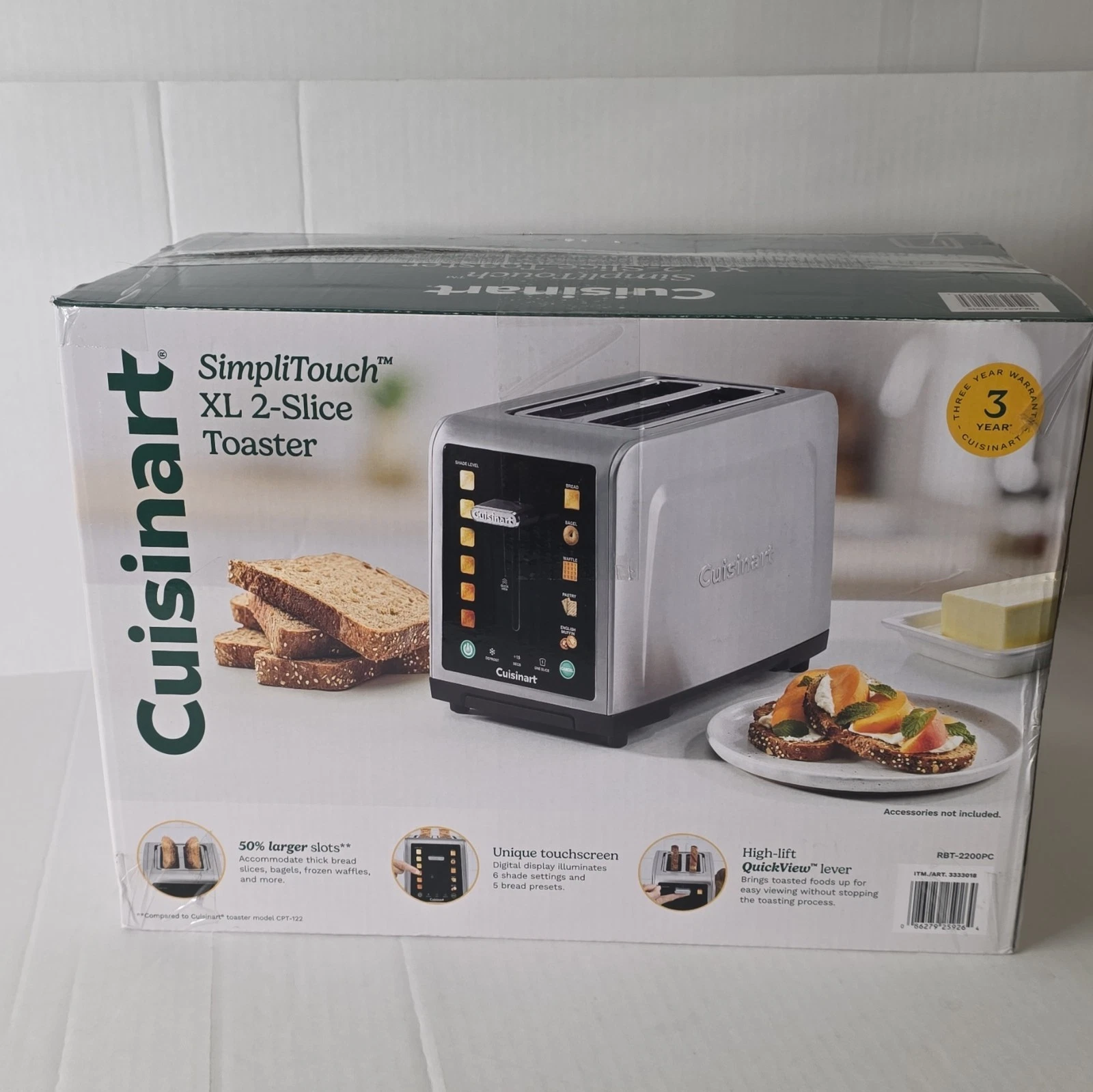Cuisinart SimpliTouch XL Wide-Slot Bagel Toaster Touchscreen Silver Steel